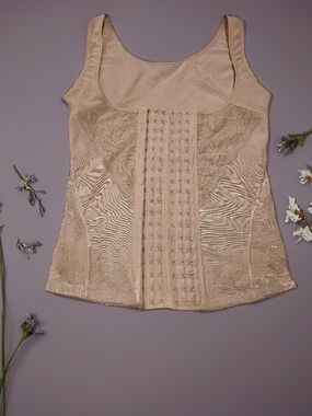 Nude Shapewear Tank with Front Hook Closure 13" P2P